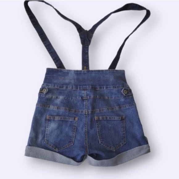 Retro High Rise Overall Shorts Adjustable straps - Picture 3 of 16